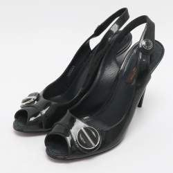 مملوكة مسبقًا صندل لويس فويتون سيور خلفية جلد لامع أخضر مقاس 36.5