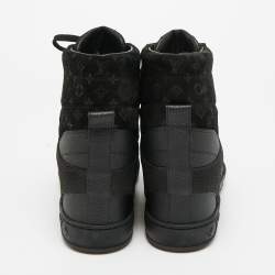 مملوكة مسبقًا Louis Vuitton Cliff Size 40 Black Monogram Suede and Nubuck Leather Wedge Sneakers