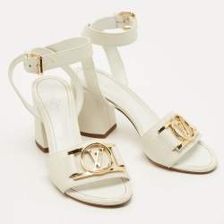 Pre Owned صندل بحزام للكاحل لوي فيتون جلد أبيض موديل لوك إت مقاس 36