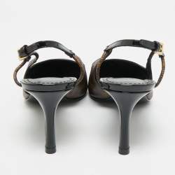 Pre Owned Louis Vuitton Chérie Size 38.5 Monogram Canvas Slingback Pumps