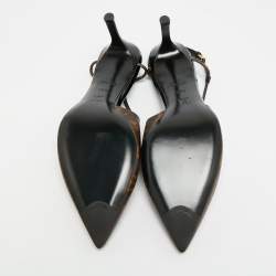 Pre Owned Louis Vuitton Chérie Size 38.5 Monogram Canvas Slingback Pumps