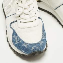 مملوكة مسبقًا حذاء رياضي لوي فيتون رون اواي جلد وشبك أبيض منخفض من أعلى مقاس 39