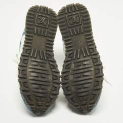 مملوكة مسبقًا حذاء رياضي لوي فيتون رون اواي جلد وشبك أبيض منخفض من أعلى مقاس 39