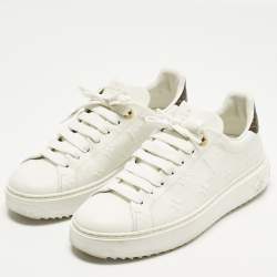 مملوكة مسبقًا Louis Vuitton Time Out Size 39 White/Brown Monogram Canvas and Leather Low Top Sneakers