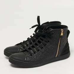 Pre Owned Louis Vuitton Punchy Size 41 Black Monogram Leather High Top Sneakers
