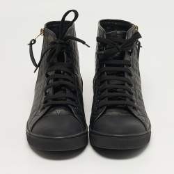 Pre Owned Louis Vuitton Punchy Size 41 Black Monogram Leather High Top Sneakers