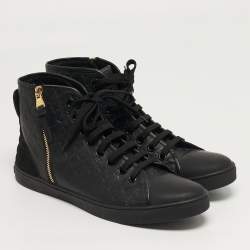 Pre Owned Louis Vuitton Punchy Size 41 Black Monogram Leather High Top Sneakers