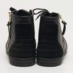 Pre Owned Louis Vuitton Punchy Size 41 Black Monogram Leather High Top Sneakers