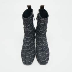 مملو كة مسبقًا حذاء بوت لوي فيتون قماش تريكو أسود مونوغرامي للكاحل مقاس 40