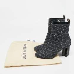 مملوكة مسبقًا حذاء بوت لوي فيتون قماش تريكو أسود مونوغرامي للكاحل مقاس 40