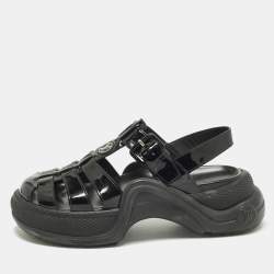 Pre Owned Louis Vuitton Size  39 Black Patent Leather SS Open Toe Casual Sandals 