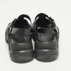 مملوكة مسبقًا صندل لوي فيتون  SS جلد أسود لامع مقدمة مفتوحة مقاس 38.5