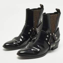 Pre Owned Louis Vuitton Rhapsodie Size 38 Black Canvas and Leather Ankle Length Boots