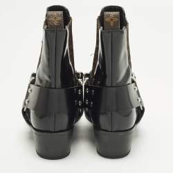 Pre Owned Louis Vuitton Rhapsodie Size 38 Black Canvas and Leather Ankle Length Boots