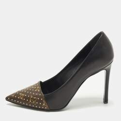 مملوكة مسبقًا Louis Vuitton Chérie Size 39 Black/Brown Monogram Canvas and Leather Pumps