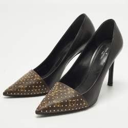 Pre Owned حذاء كعب عالي لوي فيتون شيري كانفاس مونوجرام جلد أسود/بني مقاس 39