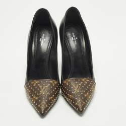 Pre Owned  حذاء كعب عالي لوي فيتون شيري كانفاس مونوجرام جلد أسود/بني مقاس 39