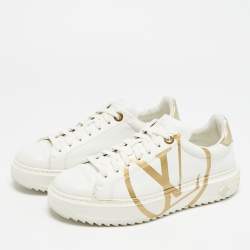 Pre Owned Louis Vuitton Time Out Size 35.5 White Leather Low Top Sneakers
