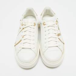Pre Owned Louis Vuitton Time Out Size 35.5 White Leather Low Top Sneakers
