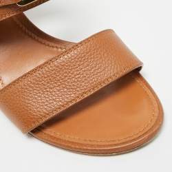 Pre Owned Louis Vuitton Horizon Size 38.5 Brown Leather Slingback Sandals