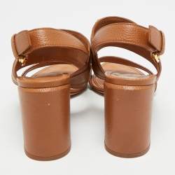 Pre Owned Louis Vuitton Horizon Size 38.5 Brown Leather Slingback Sandals