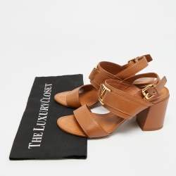 Pre Owned Louis Vuitton Horizon Size 38.5 Brown Leather Slingback Sandals