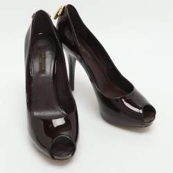 مملوكة مسبقًا حذاء كعب عالي لوي فيتون أوه ريلي! جلد أحمر لامع مقاس 36.5