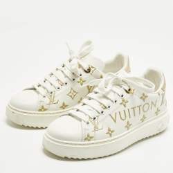 مملوكة مسبقًا Louis Vuitton Time Out Size 37 White Canvas and Leather Low Top Sneakers