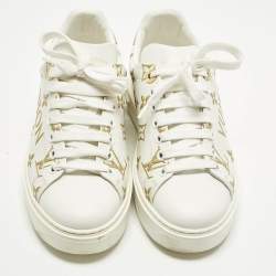 مملوكة مسبقًا Louis Vuitton Time Out Size 37 White Canvas and Leather Low Top Sneakers