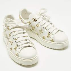 مملوكة مسبقًا Louis Vuitton Time Out Size 37 White Canvas and Leather Low Top Sneakers