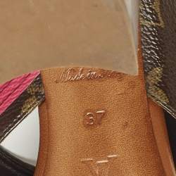 مملوكة مسبقًا صندل سلايد لوي فيتون نوراما كانفاس وردي/بني مونوغرامي مقاس 37