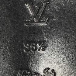 Pre Owned Louis Vuitton Chain Size 36.5 Black Patent Leather Slingback Loafers