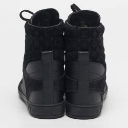 Pre Owned Louis Vuitton Millenium Size 41 Black Leather and Suede High Top Sneakers