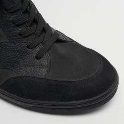Pre Owned Louis Vuitton Millenium Size 41 Black Leather and Suede High Top Sneakers