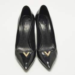 مملوكة مسبقًا Louis Vuitton Heart Breaker Size 37 Black Leather Pointed Toe Pumps