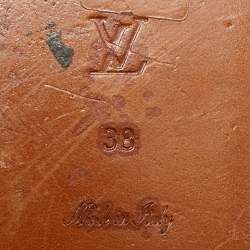 Pre Owned Louis Vuitton Lock It Size 38 Green/Black Python Leather Dubai Exclusive Flat Slide Sandals