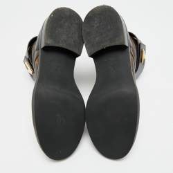 Pre Owned حذاء بوت قتالي لوي فيتون موديل وندرلاند رينجر قماش مونوغرام وج لد بني/أسود مقاس 39.5