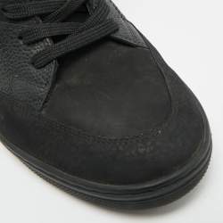 Pre Owned Louis Vuitton Cliff Size 40.5 Black Nubuck Leather and Suede Wedge Sneakers