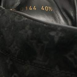Pre Owned Louis Vuitton Cliff Size 40.5 Black Nubuck Leather and Suede Wedge Sneakers