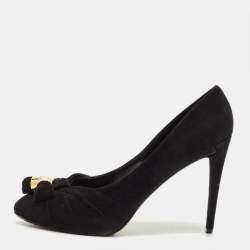 مملوكة مسبقًا Louis Vuitton Size 41 Black Suede Knot Confident Tassel Platform Pumps