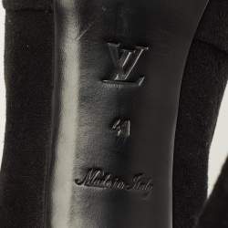 Pre Owned حذاء كعب عالي لوي فيتون كونفيدينت سويدي أسود مزين عقدة بشراشيب نعل سميك مقاس 37