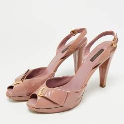 Pre Owned حذاء كعب عالي لوي فيتون ماتشماك جلد و كانفاس مقوى مونوغرامي و أسود مقاس 37.5