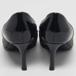 مملوكة مسبقًا حذاء كعب عالي لوي فيتون شيري قماش مطلي بنقش مونوجرام بني/بيج وجلد لامع مقاس 37