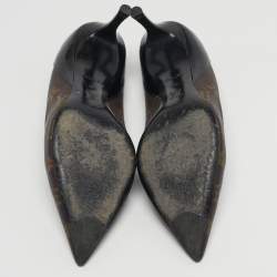 مملوكة مسبقًا حذاء كعب عالي لوي فيتون شيري قماش مطلي بنقش مونوجرام بني/بيج وجلد لامع مقاس 37