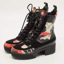 Pre Owned حذاء بوت للكاحل لوي فيتون مونوجرام متعدد الألوان قماش وجلد لوريات مقاس 36