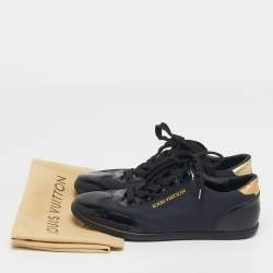 Pre Owned حذاء رياضي لوي فيتون رباط منخفض نيوبرين و جلد لامع أسود مقاس 35.5
