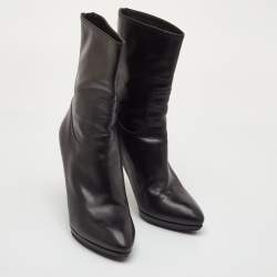مملوكة مسبقًا Louis Vuitton Size 39.5 Black Leather Zipper Mid Calf Boots