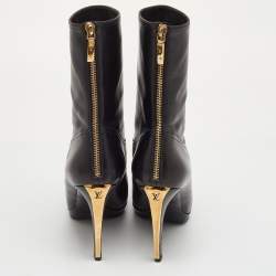 مملوكة مسبقًا Louis Vuitton Size 39.5 Black Leather Zipper Mid Calf Boots