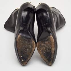 مملوكة مسبقًا Louis Vuitton Size 39.5 Black Leather Zipper Mid Calf Boots