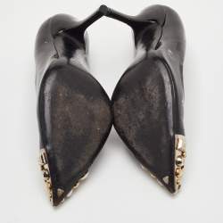 Pre Owned Louis Vuitton Bernice Size 38.5 Black Patent Leather Studded Pointed Toe Pumps